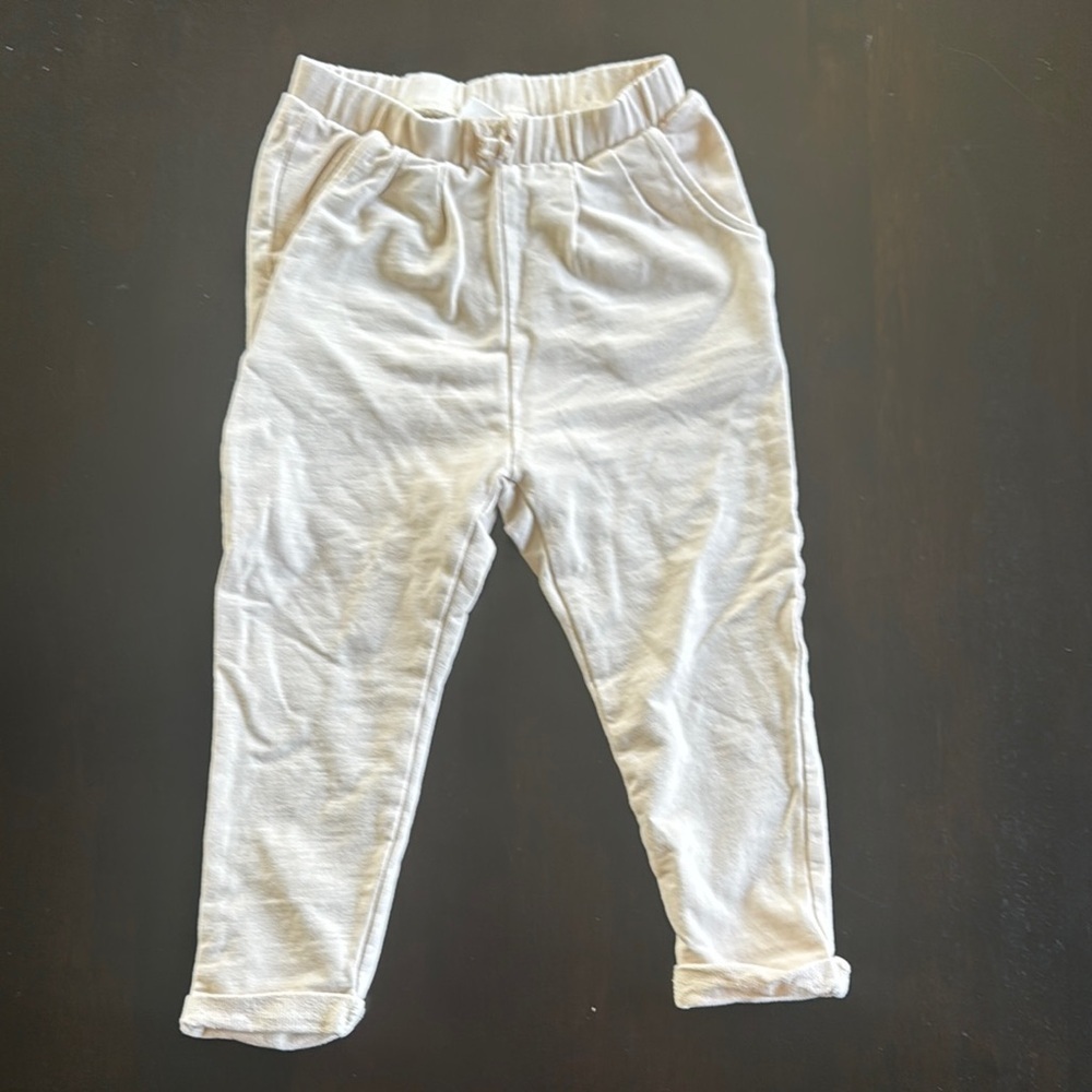 Zara Cream Sweatpants Relaxed Fit Tapered Legs